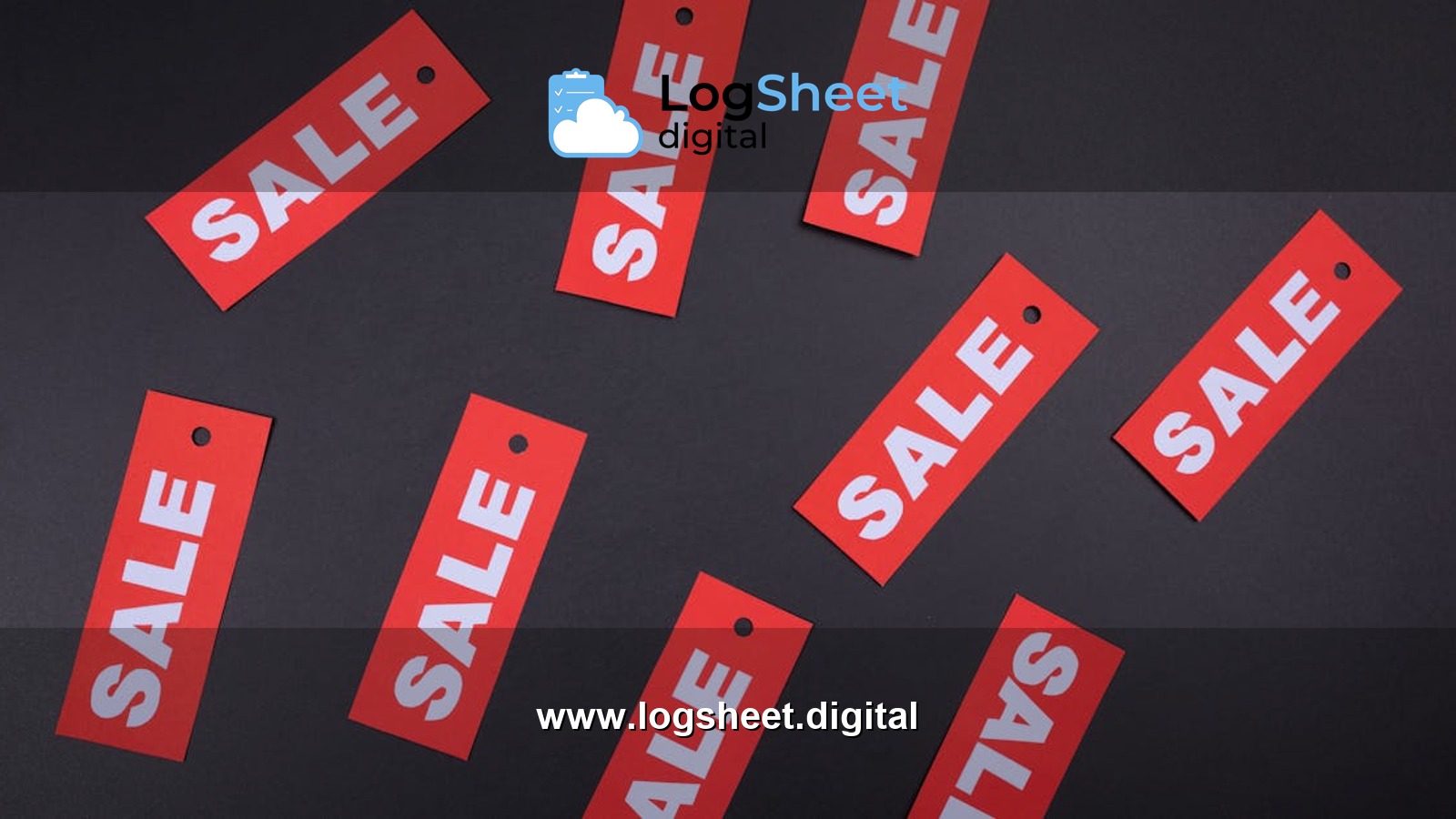 Red sale tags on a black background. Ideal for marketing and promotional use.
