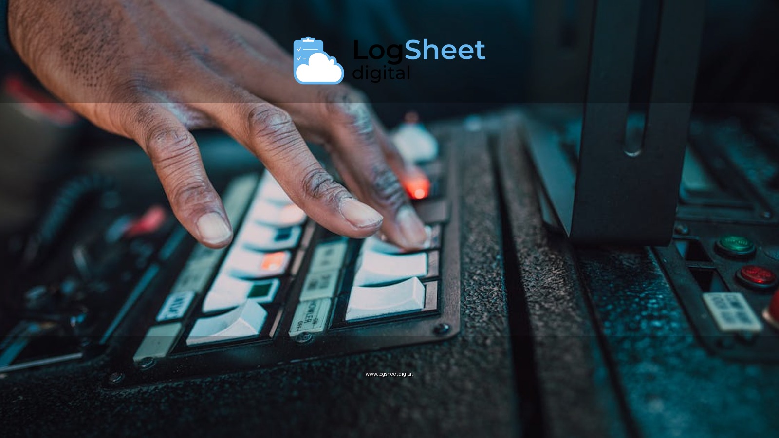 A close-up view of a hand manipulating switches on a control panel, showcasing technology interaction.