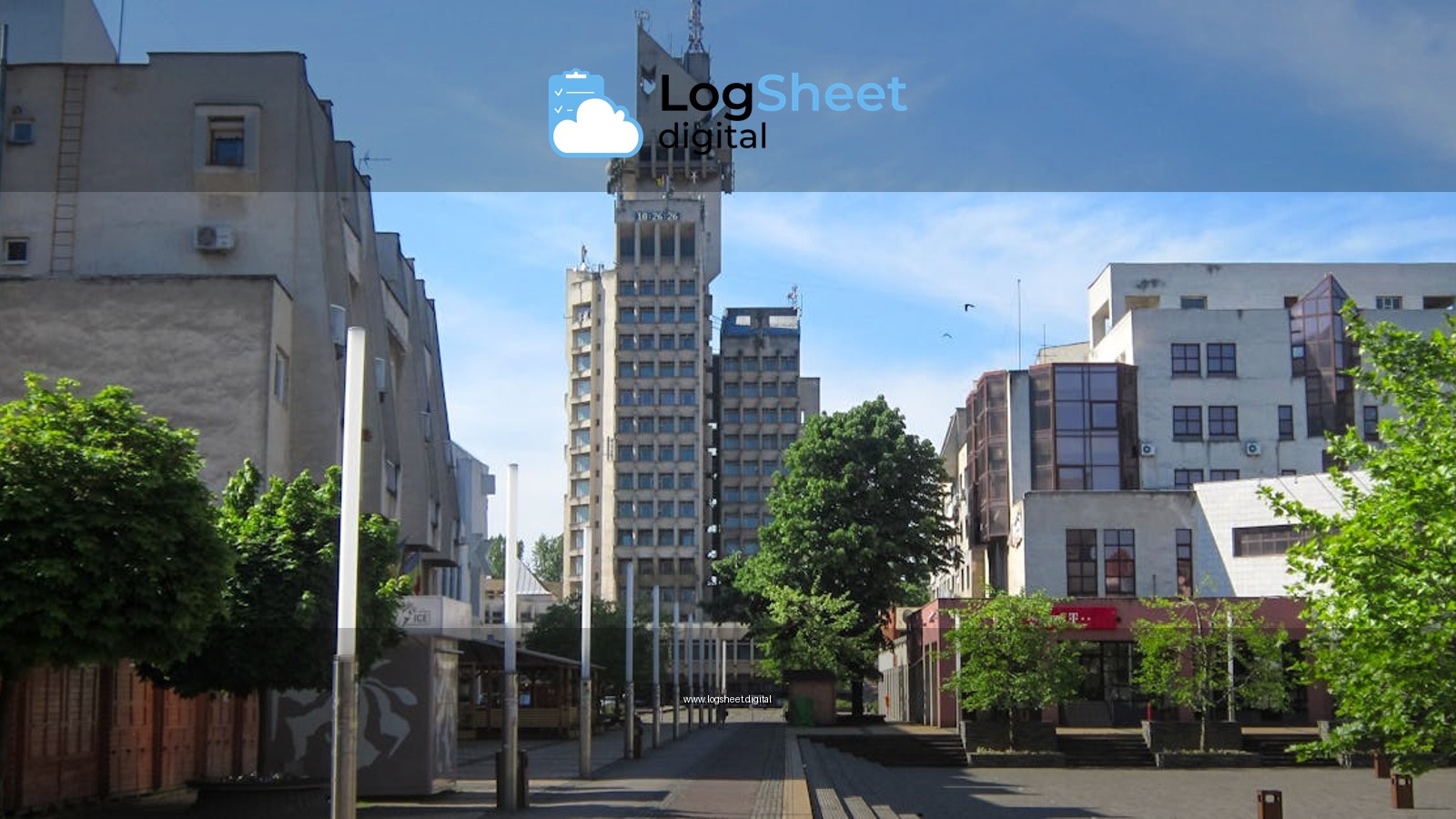 Explore the modern architecture of Satu Mare, Romania during a sunny spring day.