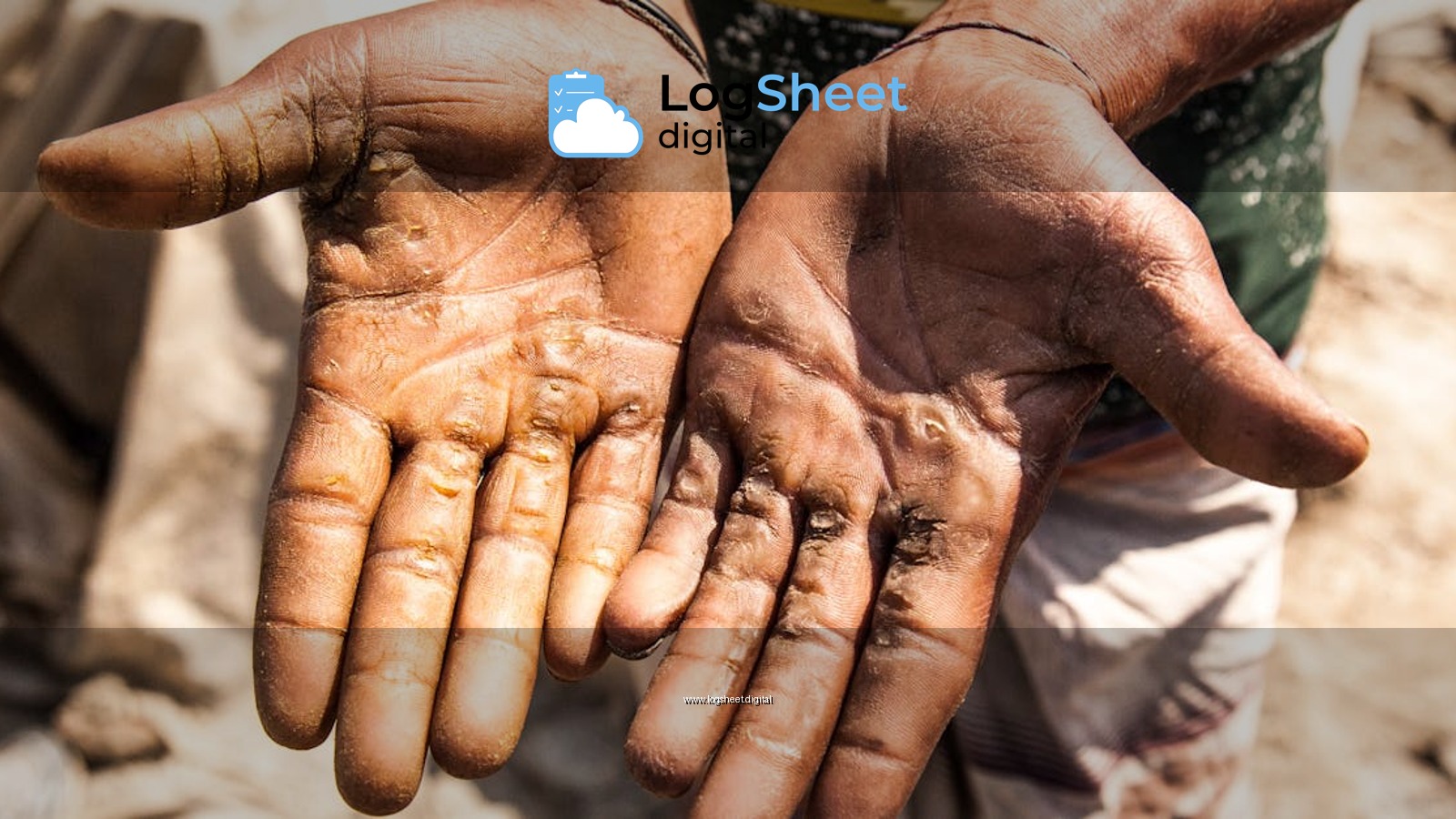 Close-up photo showing worker's calloused hands in Gabtoli, Bangladesh.