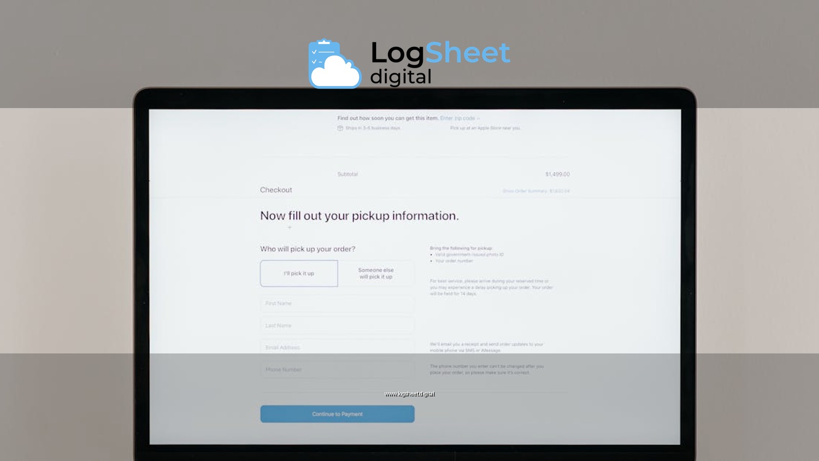 A laptop displaying an online checkout form, highlighting technology and e-commerce.