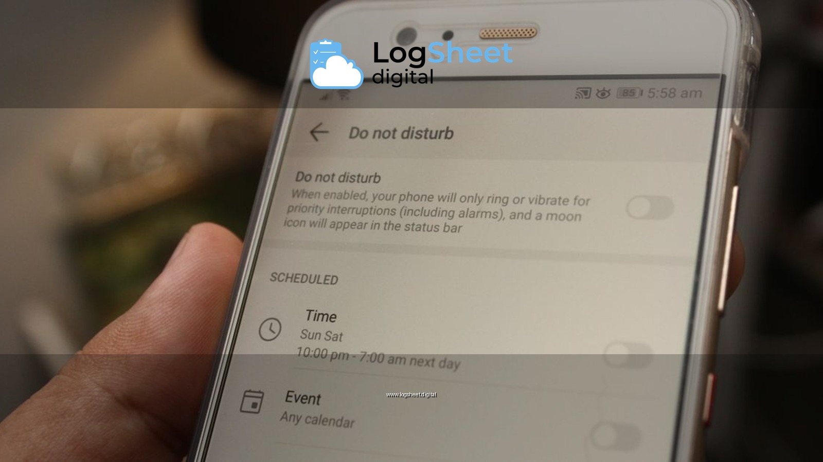 Close-up of a smartphone displaying 'Do Not Disturb' settings with active options.