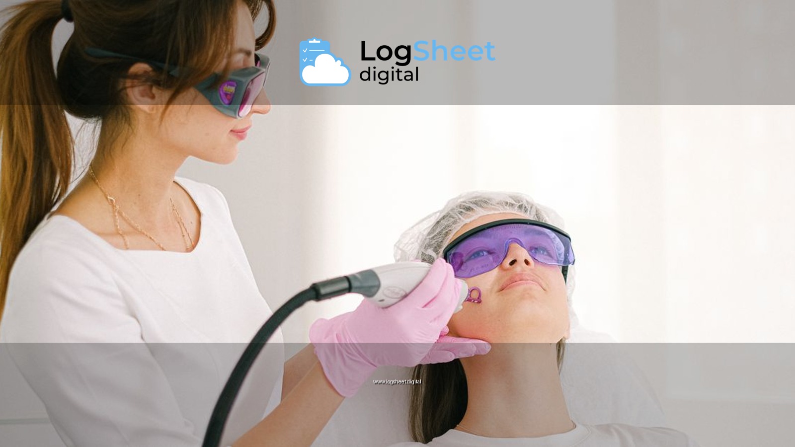 A cosmetologist performing laser treatment on a woman in a clinic setting.