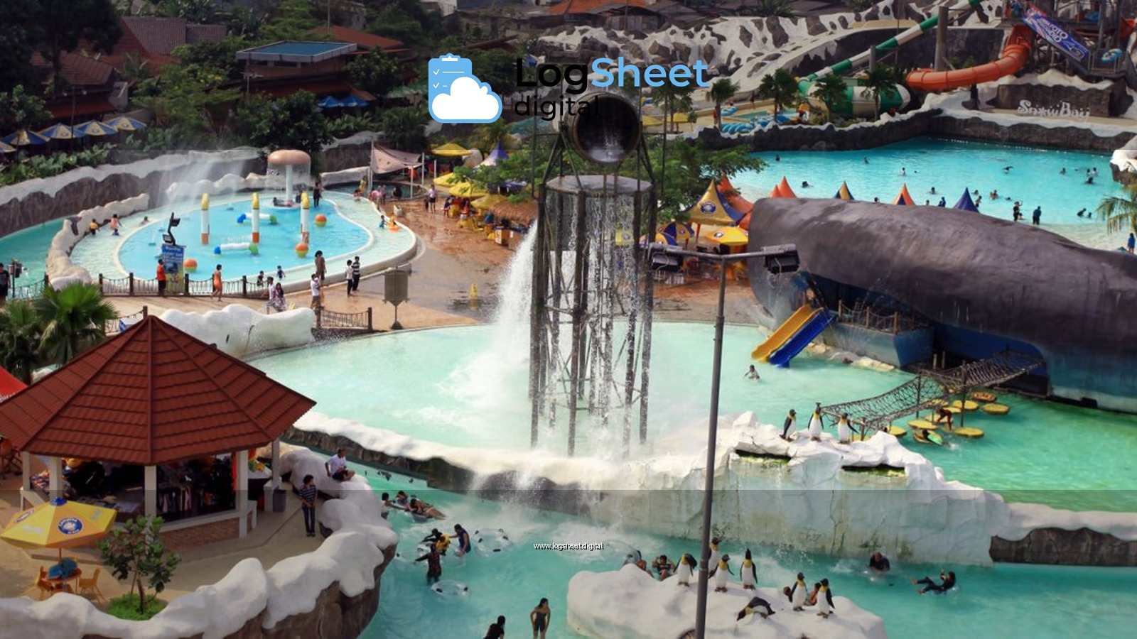 Exciting water park with pools, slides, and vibrant activities, perfect for family fun outdoors.
