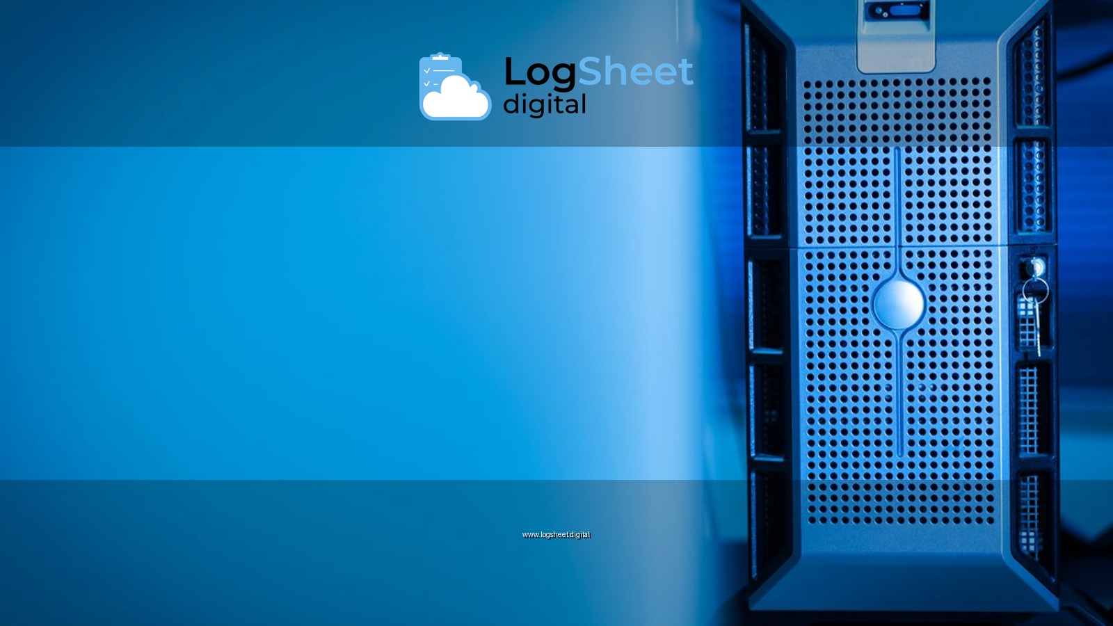 Close-up of a modern server unit in a blue-lit data center environment.
