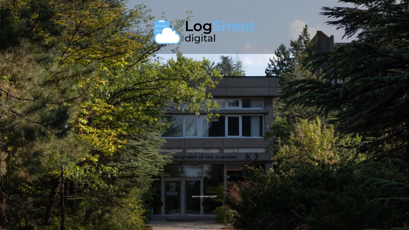 A contemporary university building nestled in lush greenery, capturing academic serenity.
